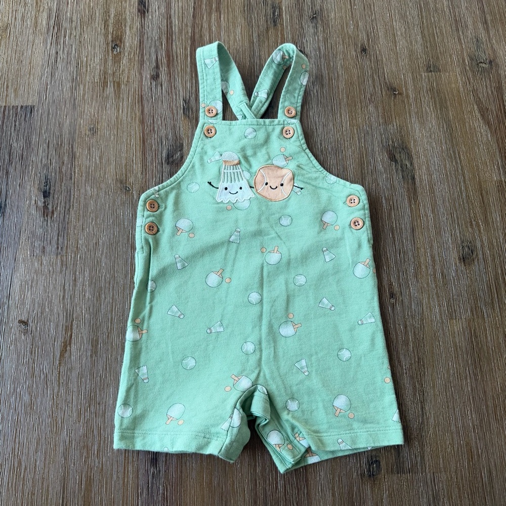 3/20$ Pekkle Playful Tennus Badminton Baby Shortalls Short Overalls size 18M